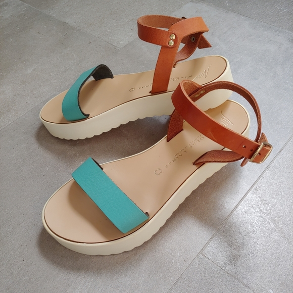 Greek Leather Platform Sandals Nicolas Lainas Size 6 EU 36 - Picture 3 of 15